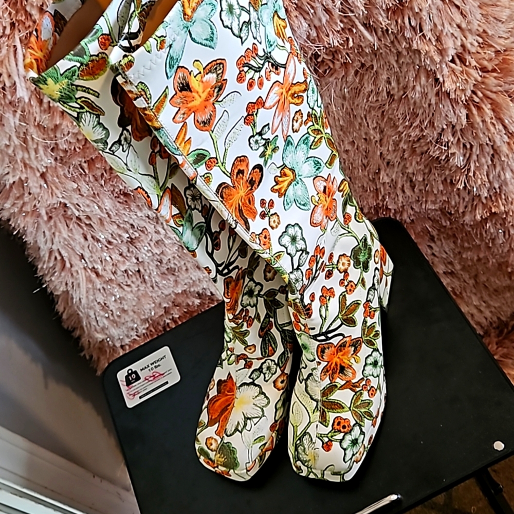 CosyFever Womens BC167  Chunky Boots Embroidered Microfiber High  M 6.5